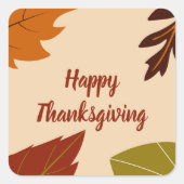 Happy Thanksgiving Sinaasappel Bruin Groene Fall B Vierkante Sticker (Voorkant)