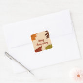 Happy Thanksgiving Sinaasappel Bruin Groene Fall B Vierkante Sticker (Envelop)