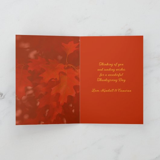 Happy Thanksgiving Sinaasappel laat bericht Kaarte Feestdagen Kaart (Binnen)