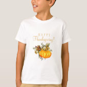 Happy Thanksgiving sinaasappel pompoen rustieke he T-shirt (Voorkant)