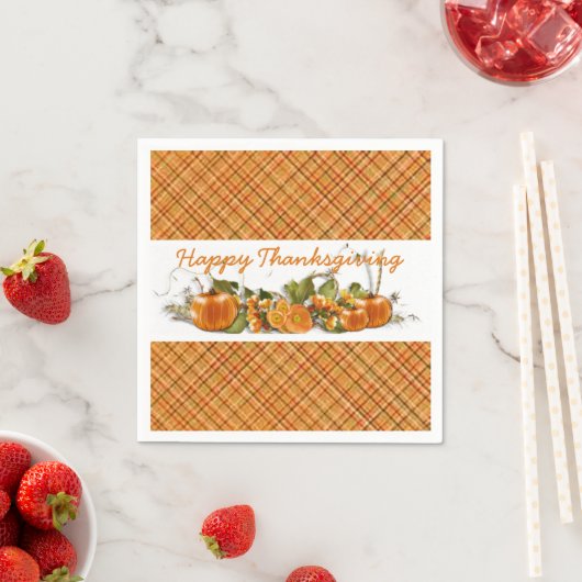 Happy Thanksgiving Sinaasappel Pset Napkins Servetten (Insitu)