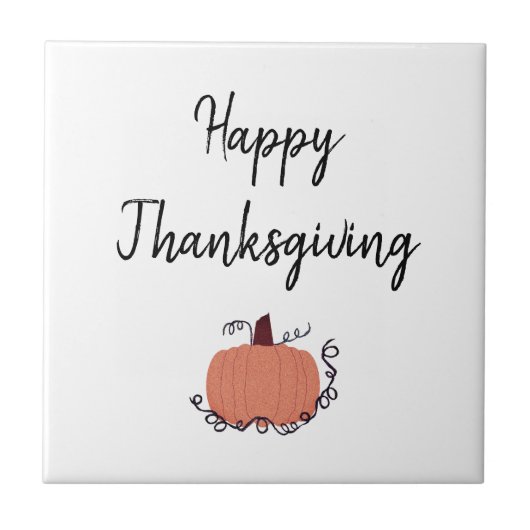 Happy Thanksgiving Sinaasappel Pumpkin Tegeltje (Voorkant)