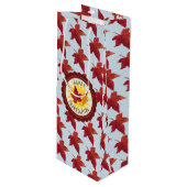 Happy Thanksgiving Sky en Fall Leaves Wijn Cadeautas (Voorkant Gekanteld)