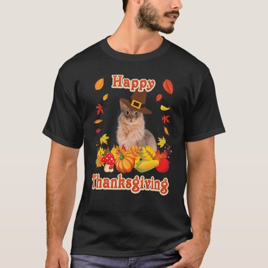 Happy Thanksgiving Somali Cat I'm Thankful For My T-shirt (Voorkant)