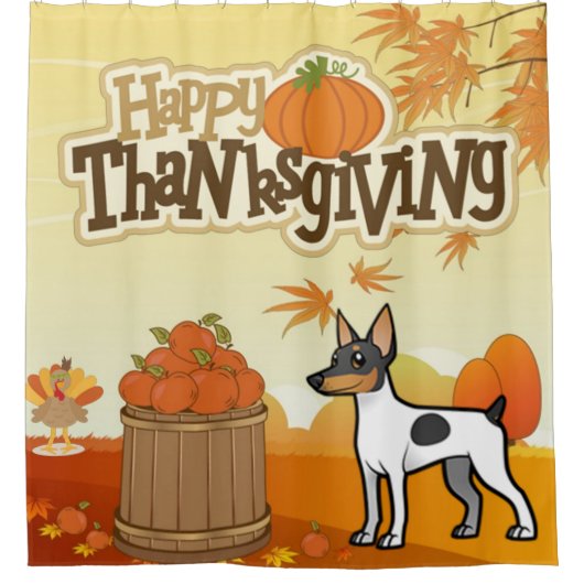 Happy Thanksgiving Speelgoed Fox Terrier Douchegordijn (Voorkant)