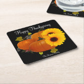 Happy Thanksgiving Square Drink Coasters Kartonnen Onderzetters (Schuin)