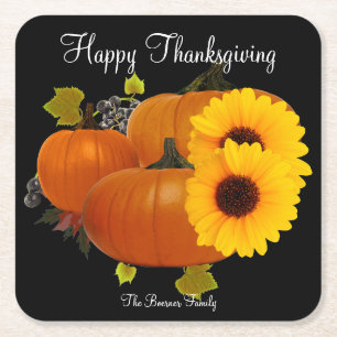 Happy Thanksgiving Square Drink Coasters Kartonnen Onderzetters