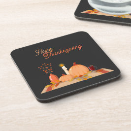 Happy Thanksgiving Square Hard Plastic Onderzetter