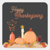 Happy Thanksgiving Square Sticker (Voorkant)