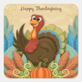 Happy Thanksgiving Square Sticker (Voorkant)