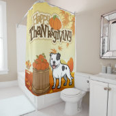 Happy Thanksgiving Staffordshire Bull Terrier Douchegordijn (In situ)