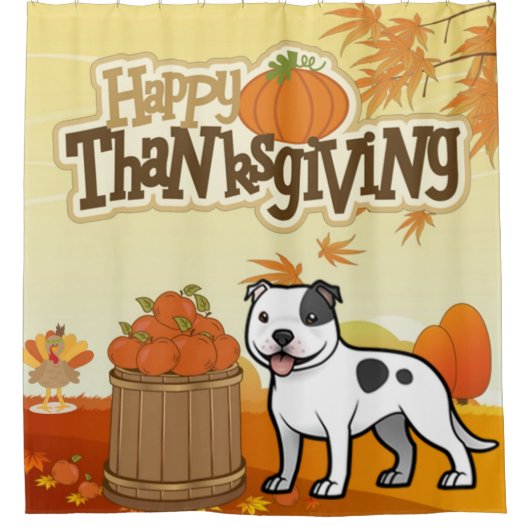 Happy Thanksgiving Staffordshire Bull Terrier Douchegordijn (Voorkant)
