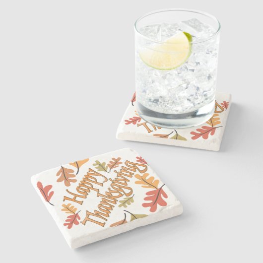 Happy Thanksgiving Stenen Onderzetter (Zijkant)