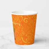 Happy Thanksgiving Swirl Sinaasappel Geel Papieren Bekers (Links)