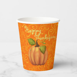 Happy Thanksgiving Swirl Sinaasappel Geel Papieren Bekers