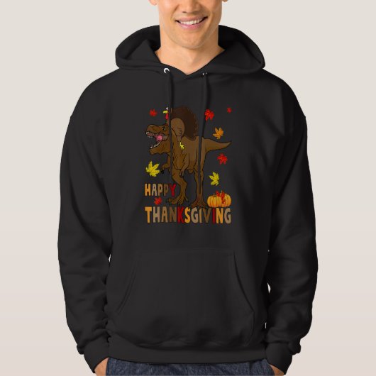 Happy Thanksgiving T Rex Dinosaur Turkey Costuum B Hoodie (Voorkant)