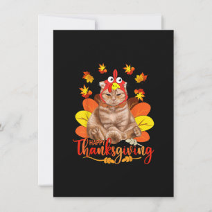 Happy Thanksgiving T-shirt Cat Turkey Kerstdag Te Kaart