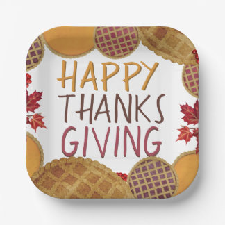 Happy Thanksgiving taart pompoen taart appel taart Papieren Bordje