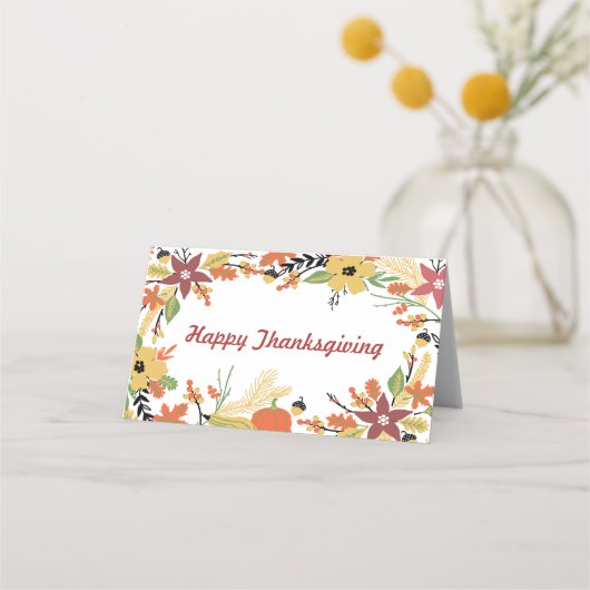 Happy Thanksgiving Tafel Zitplaatsen en Wenskaart Plaatskaartje (Achterkant)