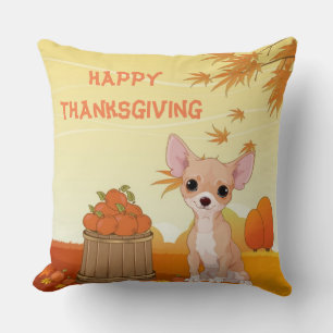 Happy Thanksgiving Tan Chihuahua Kussen