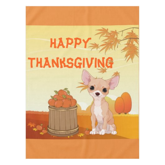 Happy Thanksgiving Tan Chihuahua Tafelkleed (Voorkant)