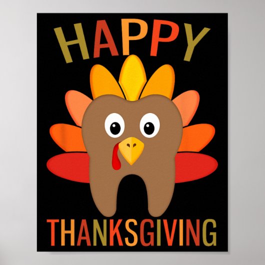 Happy Thanksgiving Tand Turkije Tandarts Voor Tand Poster (Voorkant)