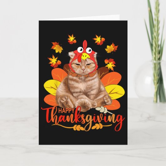 Happy Thanksgiving Tee Cat Turkey Christmas Day Te Kaart (Voorkant)