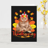 Happy Thanksgiving Tee Cat Turkey Christmas Day Te Kaart (Gele Bloem)