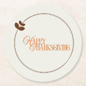 Happy Thanksgiving-tekstbladcirkel Ronde Kartonnen Onderzetter (Voorkant)