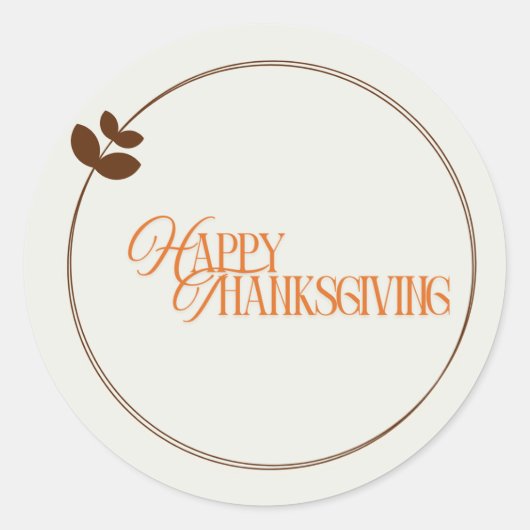 Happy Thanksgiving-tekstbladcirkel Ronde Sticker (Voorkant)