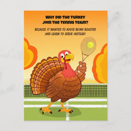 Happy Thanksgiving Tennis Turkey Riddle Briefkaart (Voorkant)