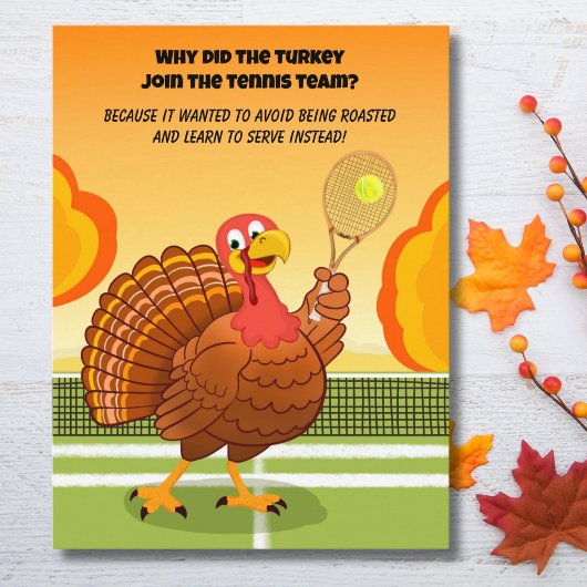 Happy Thanksgiving Tennis Turkey Riddle Briefkaart