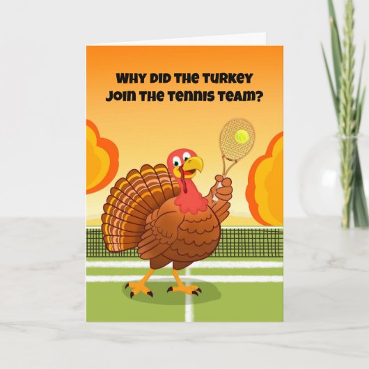 Happy Thanksgiving Tennis Turkey Riddle Kaart (Voorkant)