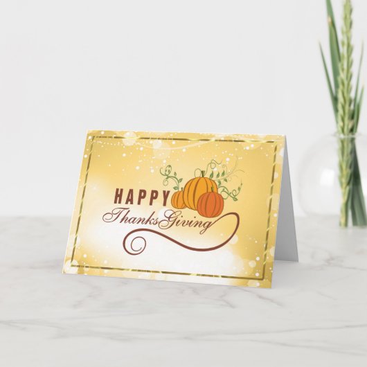 Happy Thanksgiving Text Design met pompoenen Feestdagen Kaart (Voorkant)