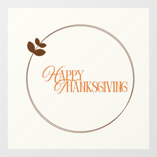 Happy Thanksgiving text leaf circle Raamsticker (Vel)
