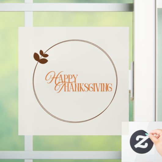 Happy Thanksgiving text leaf circle Raamsticker (Huis)