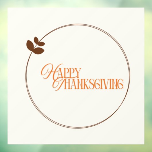 Happy Thanksgiving text leaf circle Raamsticker (Vel 3)