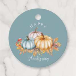 Happy Thanksgiving Thankful floral pumpkins blue Bedankjes Labels