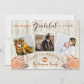Happy Thanksgiving Thankful Grateful Blessed Photo Feestdagenkaart (Voorkant)