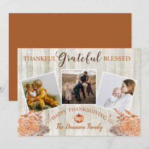 Happy Thanksgiving Thankful Grateful Blessed Photo Feestdagenkaart