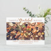 Happy Thanksgiving Thankful Grateful Blessed Photo Feestdagenkaart (Staand voorkant)