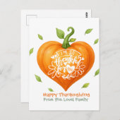 Happy Thanksgiving Thankful Heart Pumpkin  Briefkaart (Voorkant / Achterkant)
