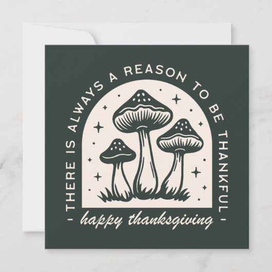 Happy Thanksgiving thankful quotes green mushroom Feestdagenkaart (Voorkant)
