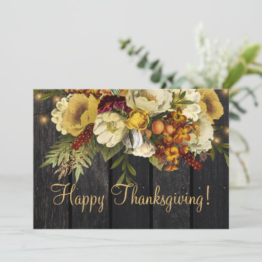 Happy Thanksgiving Thanksgiving van modern hout Feestdagenkaart (Staand voorkant)