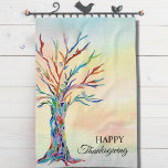 Happy Thanksgiving Theedoek<br><div class="desc">Deze Happy Thanksgiving keukenhanddoek is versierd met een kleurrijke mozaïek stamboom op een waterverf achtergrond. De tekst is aanpasbaar. Maakt een geweldig gastvrouw cadeau. Origineel mozaïek en Waterverf © Michele Davies.</div>