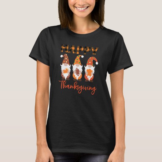 Happy Thanksgiving Three Gnome Herfst Autumn Manne T-shirt (Voorkant)