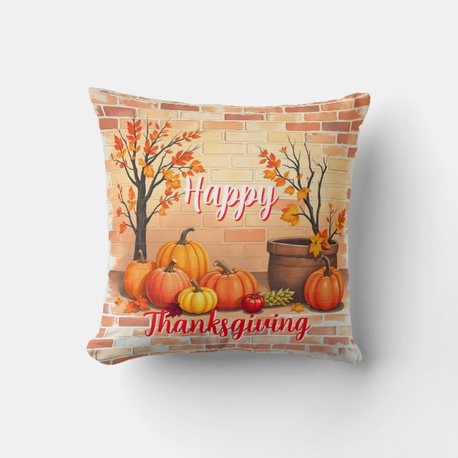 Happy Thanksgiving Trendy Mooie Herfst Kussen (Voorkant)
