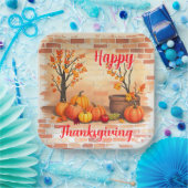 Happy Thanksgiving Trendy Mooie Herfst Papieren Bordje (Feest)