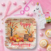 Happy Thanksgiving Trendy Mooie Herfst Papieren Bordje (Feest)
