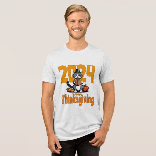 Happy Thanksgiving Tri-Blend Shirt (Voorkant volledig)